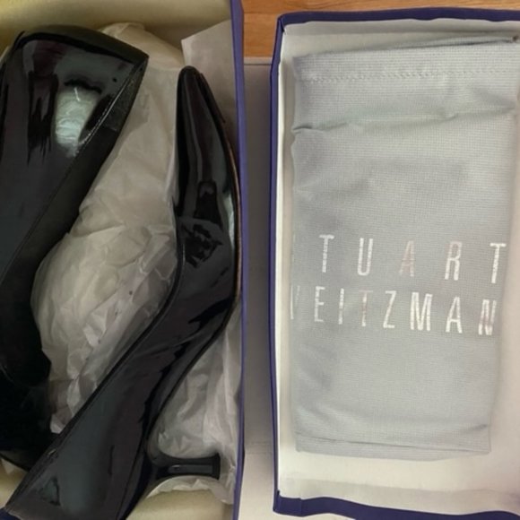 STUART WEITZMAN AVION BLACK PATENT SHOE - Picture 5 of 7